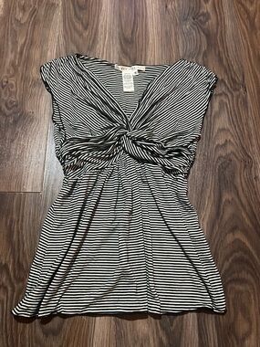 Max Studio Black & White Striped Twist-Front Camisole